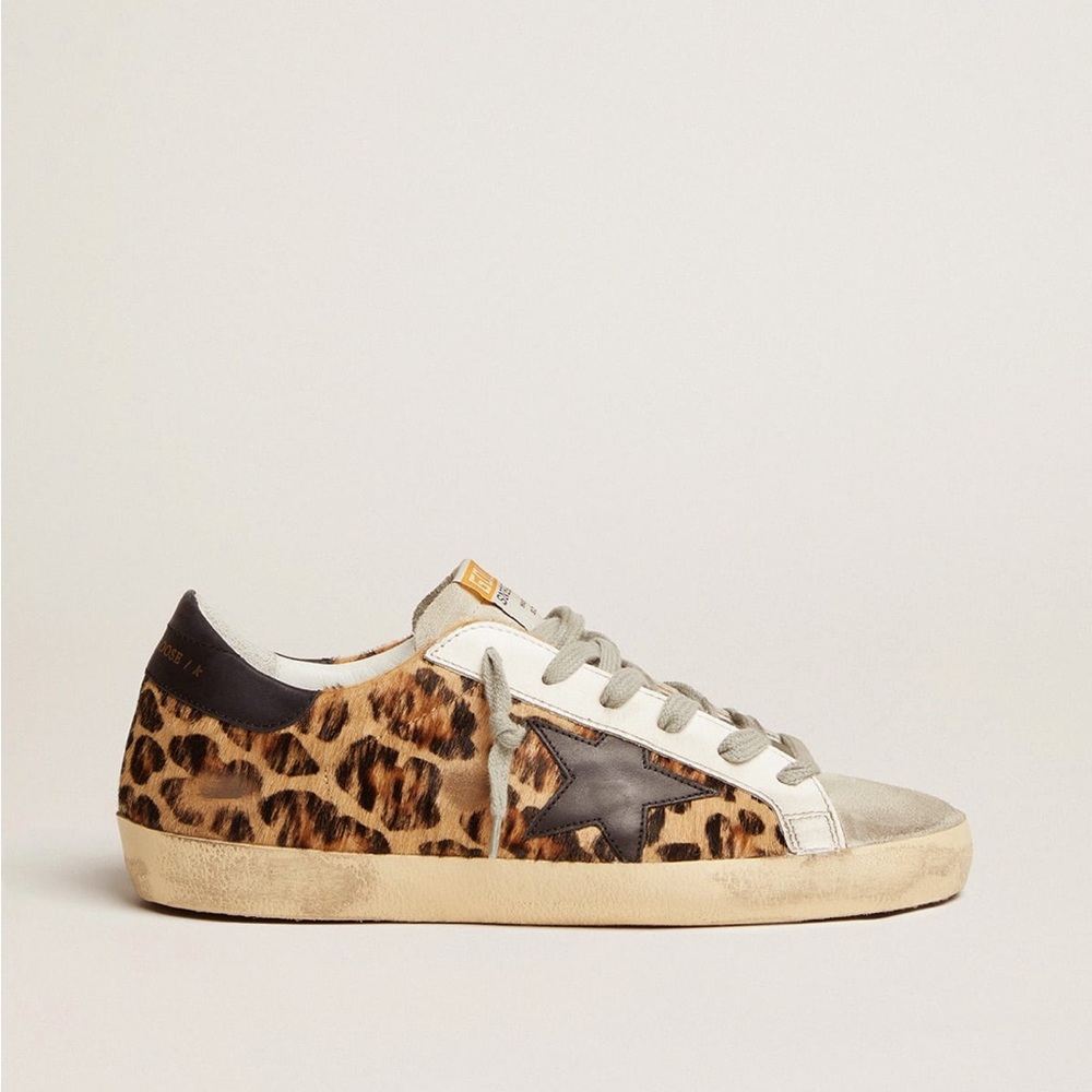 Golden Goose Superstar Sneaker in Leopard/Black Leather sz 37 New in Box - Picture 2 of 11